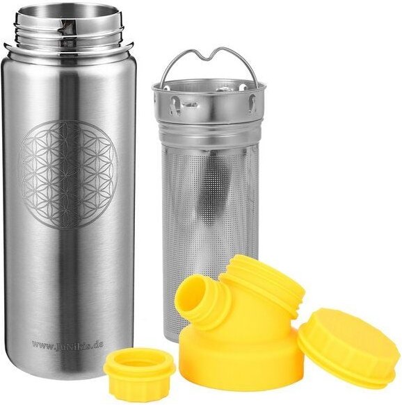 JN JuNiki's JuNiki's "Blume des Lebens" Edelstahl Trinkflasche 550ml + Teefilter