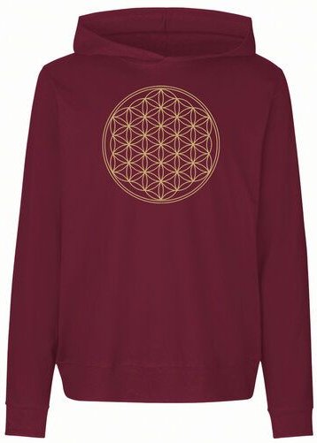 Peaces.bio - handbedruckte Biomode Damen Jersey-Hoodie Die Blume des Lebens