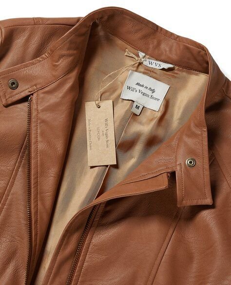 Will's Vegan Shop Schwarze Rennfahrer-Jacke für Damen