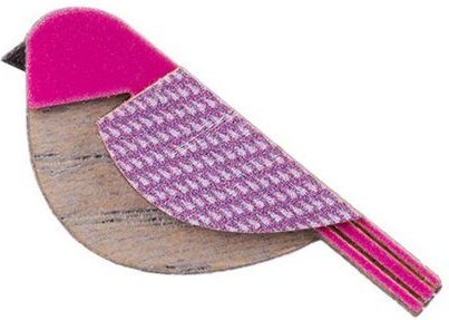 BeWooden Holzbrosche Purple Cutebird – handgefertigter, nachhaltiger Schmuck aus Holz