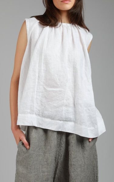 KNOTIUM VIVA Ausgestelltes Leinen-Top mit gerafftem Halsausschnitt