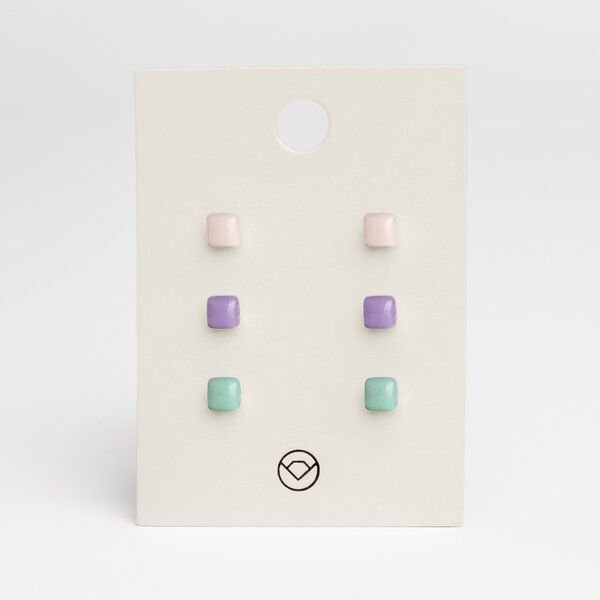 ALEXASCHA 3er Set Ohrringe bunt • Geometrische Ohrstecker aus Glas