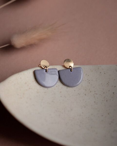 lille mus Ohrstecker 'Porzellanplätchen Halbkreis'