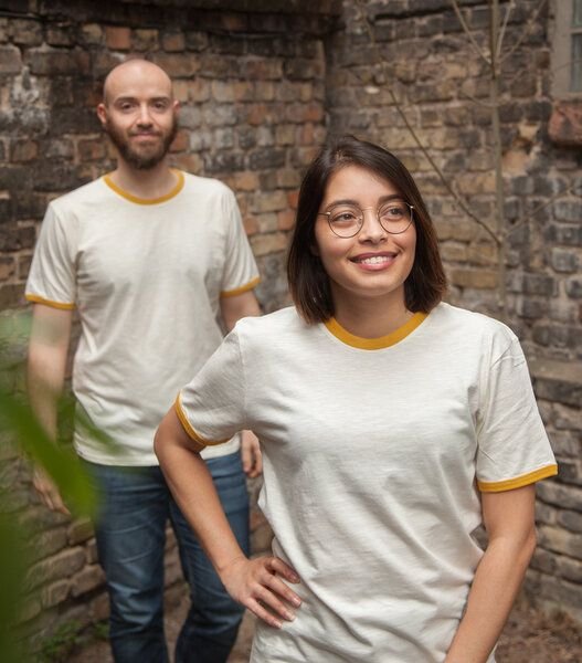 päfjes Basic Ringer Unisex T-Shirt - Fair gehandelt aus Baumwolle Slub - Bio