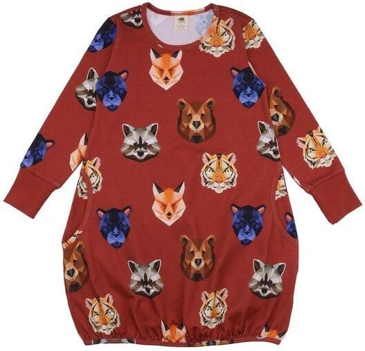 Baby Kleid GOTS zertifiziert, 95% Bio-Baumwolle, Ballonärmel, Tiermuster, weich & bequem – Walkiddy