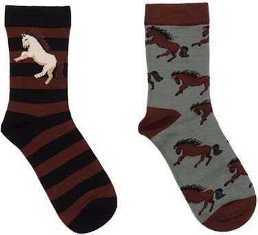 Kinder Socken Bio-Baumwolle Joyful Horses braun von Walkiddy, GOTS-zertifizierte, vegane, hautfreundliche Socken mit Pfe...