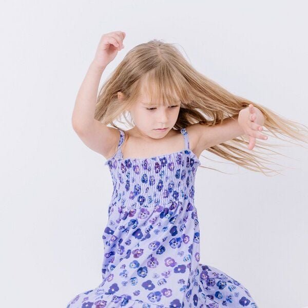 Walkiddy Purple Violas-Strap Dress