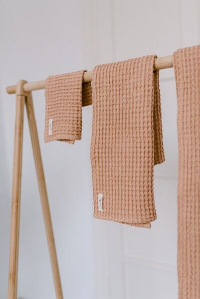 gust. Waffelhandtuch - Gesichtshandtuch aus Leinen und Bio-Baumwolle - 30x40 cm