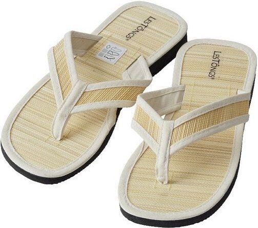 Les Tôngs Juncus-V Natur - Offene & vegane Zimtsandalen mit Zimtsohle Flip Flops