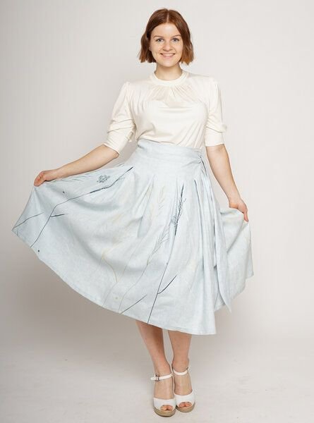 Peaces.bio - handbedruckte Biomode Wickelrock Gräsertraum aus Bio-Leinen