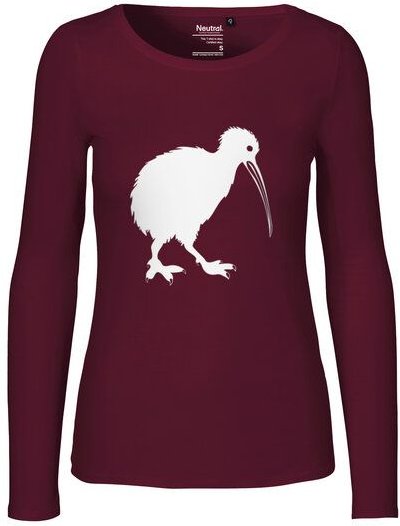HANDGEDRUCKT "Kiwi" Frauen Longsleeve aus reiner Biobaumwolle (kbA)