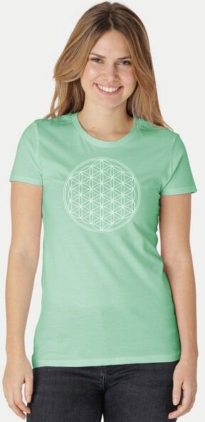 Peaces.bio - handbedruckte Biomode Bio-Damen-T-Shirt Die Blume des Lebens