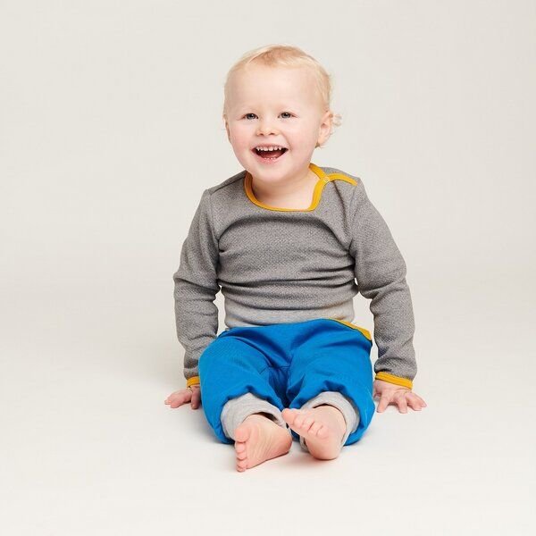 Cheeky Apple Langarm Body "Interlock Doubleface Grau" aus 100% Bio-Baumwolle