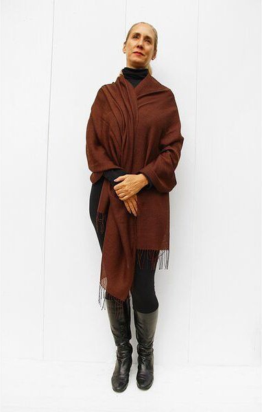 B.e Quality Einfarbige Alpaka-Stola aus 100% peruanischer Baby-Alpakawolle