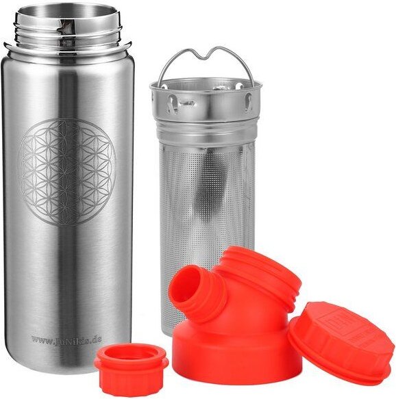 JN JuNiki's JuNiki's "Blume des Lebens" Edelstahl Trinkflasche 550ml + Teefilter