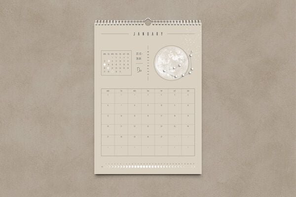 Mondkalender 2026 - Wandkalender A3, A4 - beige // ShellyCreates