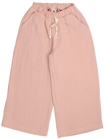 Kinderhose weit GOTS zertifiziert, rosa, „Flowers & Leaves“, Kordelbund, weich – Walkiddy
