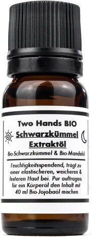Two Hands BIO Schwarzkümmelextraktöl mit Bio-Schwarzkümmel & Bio-Mandelöl - 10 % Extrakt - Bio Vegan