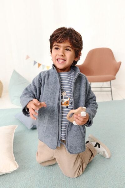 People Wear Organic Fleece Jacke, blau mélange, Bio-Baumwolle