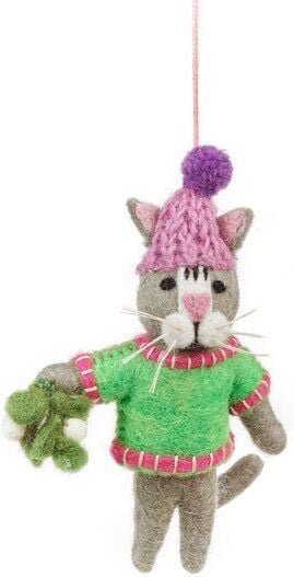 felt so good Weihnachtskatze mit Mistelzweig aus Filz