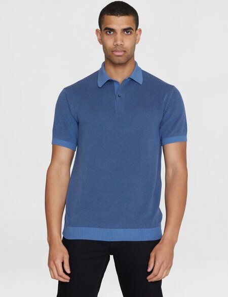 KnowledgeCotton Apparel Gestricktes Polohemd TWO TONED aus Bio-Baumwolle