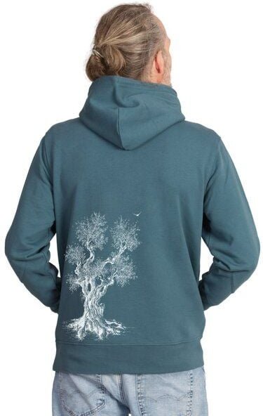 Life-Tree Hoodie aus Biobaumwolle Fairwear für Herren "Olive Tree" in Dark Blue