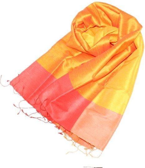 Schönes aus Indochina Edler Schal aus handgewebter Seide in gelb/orange