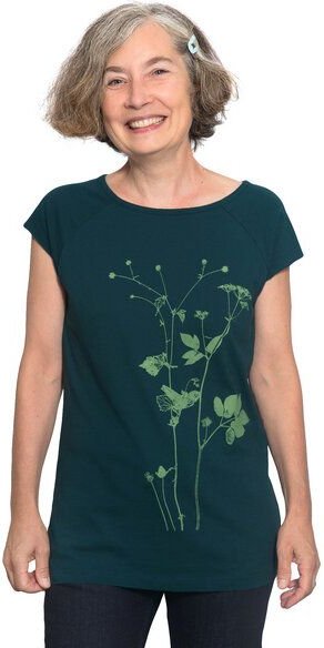 Hirschkind Bio-& Fair-Trade-Frauenshirt "Lovely Unkraut" dunkelgrün