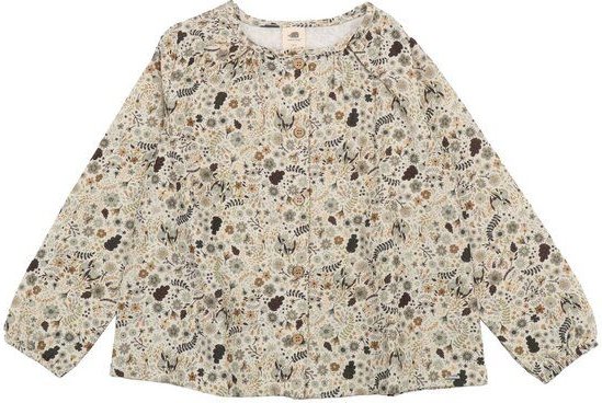 Thumbnail - Walkiddy Herbstblüten Bio-Baumwolle Bluse - Grüne nachhaltige Kinderbekleidung – GOTS zertifiziert