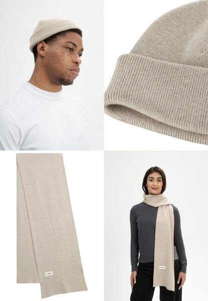 MELA Bundle Feinstrick Mütze kurz LESH + Jacquard Schal ASMEE