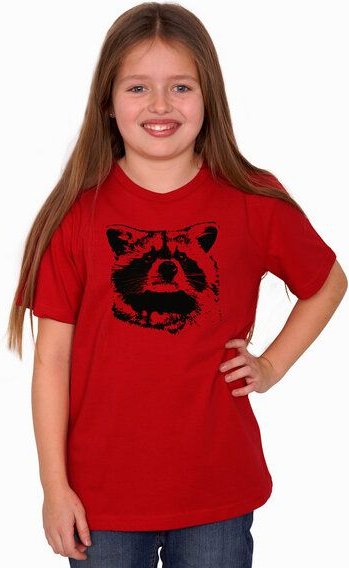 HANDGEDRUCKT "Waschbär" Kinder T-Shirt Baumwolle (kbA)