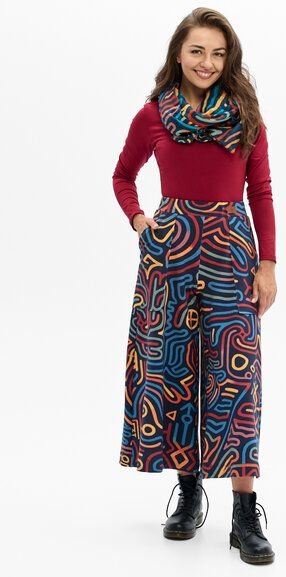 Hose Nawa Damen – Culotte mit weitem Bein & 5/8-Länge – in Schwarz oder mit farbenfrohem KOKOworld-Print – mit Taschen &...