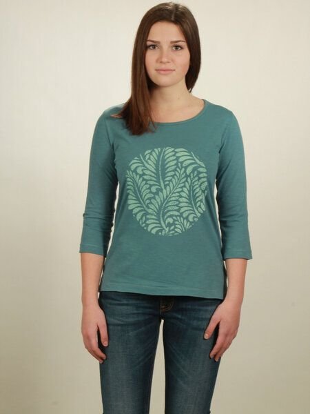 NATIVE SOULS Longsleeve 3/4-Arm Damen - Leaves - light turquoise