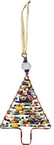 Global Mamas Upcycling Christbaumschmuck - Weihnachtsbaum - S/L - Rainbow/Weiß/Rot - Weihnachten - Geschenkdeko - Weih...