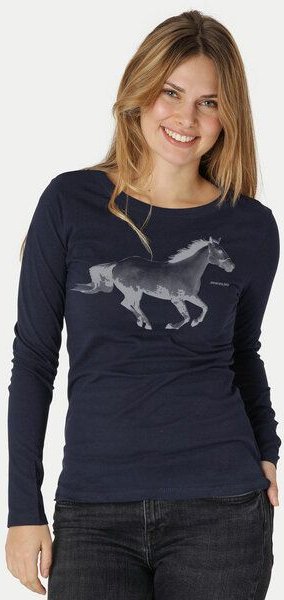 Peaces.bio - handbedruckte Biomode Bio-Damen-Langarmshirt Horsepower
