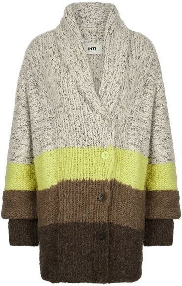 INTI Knitwear Oversize Cardigan MAUD aus handgestricktem Baby Alpaca - Marfil/Ginger