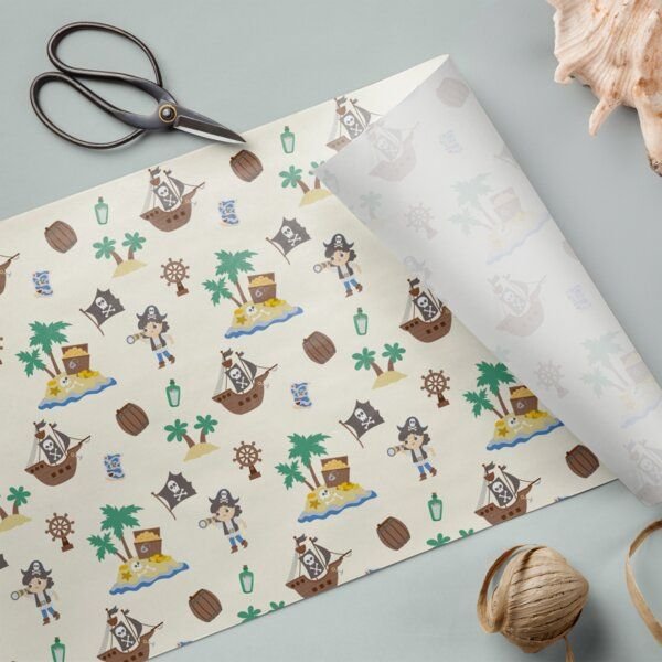Fines Papeterie 3m Geschenkpapier PIRATEN * für Kinder * auf Rolle * 300x47 cm *
