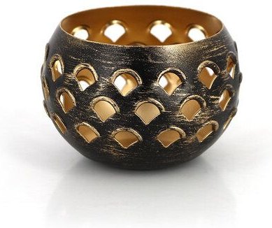 GLOBO Fair Trade Windlicht SHELL Schwarz aus Eisenblech, Fair Trade aus Indien