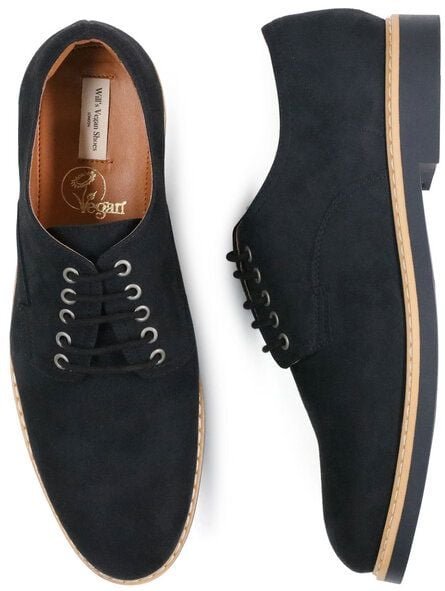 Will's Vegan Shop Charakteristische Derbys Schwarzes Veganes Wildleder Herren