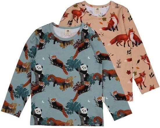 Langarmshirt Kinder Bio-Baumwolle Red Foxes beige GOTS zertifiziert weiches Walkiddy Jerseyshirt mit Fuchs Motiv hautfre...