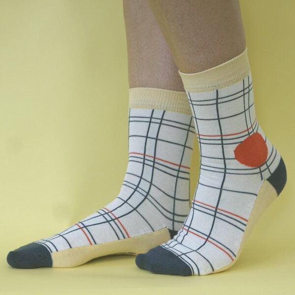 Fräulein Prusselise karierte Socken Checks, karo, blau, tennis, bunt gemustert