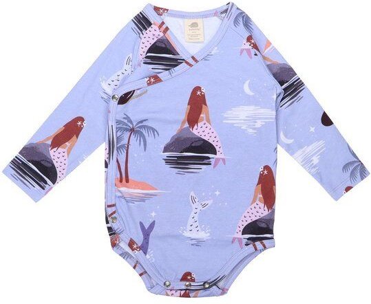 Baby Wickelbody GOTS zertifiziert – Lila mit Motiv, Langarm, weich & bequem | von Walkiddy