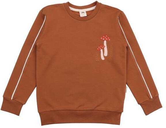 Kinder Sweatshirt GOTS-zertifiziert aus Bio-Baumwolle, braun mit Herbstblättern, langarm – Walkiddy, weich & hautfreundl...