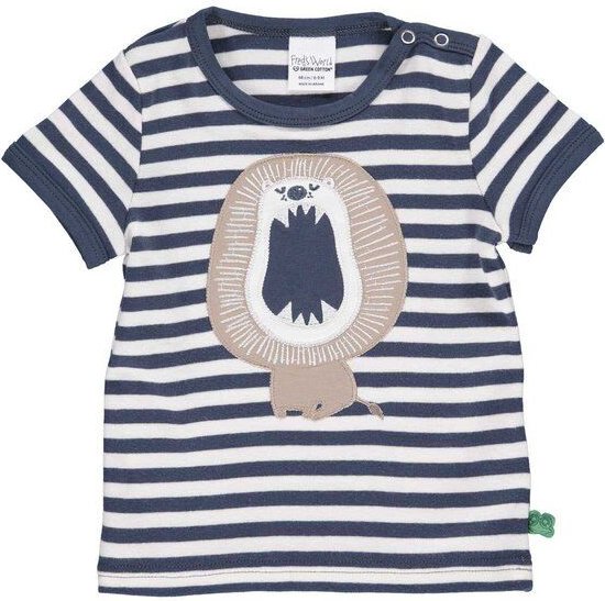 Fred's World by Green Cotton "Green Cotton" Streifen-T-Shirt blau/weiß Löwe