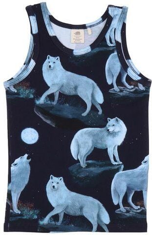 Kinder Unterhemd Bio-Baumwolle dunkelblau Singing Wolves Walkiddy, GOTS-zertifiziert, weich, vegan, fair produziert, ide...