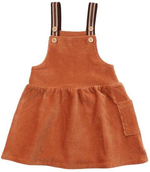 Kinder Trägerkleid GOTS zertifiziert – Cord in Braun, 95% Bio-Baumwolle, 5% Elasthan, bequem & kombinierbar | Walkiddy