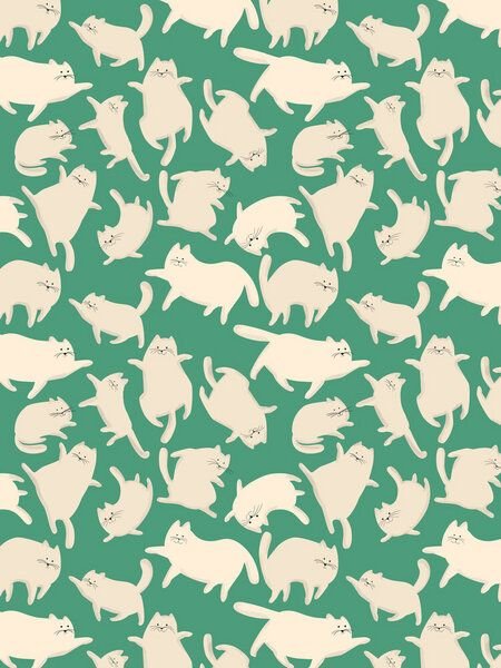 Photocircle Poster / Leinwandbild - White Cats Pattern