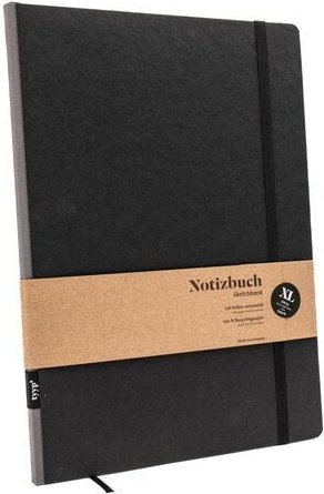 tyyp Design-Notizbuch A4 aus 100 % Recyclingpapier „Klassik - SCHWARZ“
