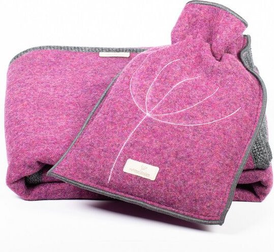 nahtur-design Baby- und Kinder - Wolldecke mit passender Ökowärmflasche im Set aus kuscheligem Flauschloden