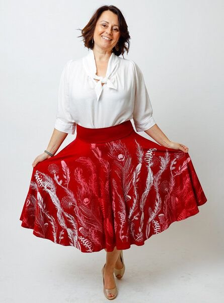 Thumbnail - Peaces.bio - handbedruckte Biomode Tellerrock Federkleid